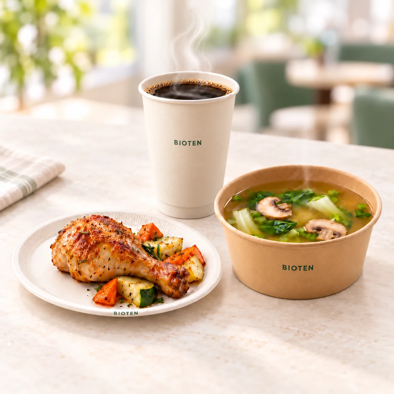 Paper cups for hot drinks, soup bowls and food-serving applications