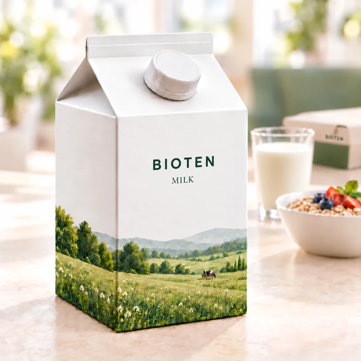 Printed milk cartons and paper cartons illustrating surface finish and paper feel