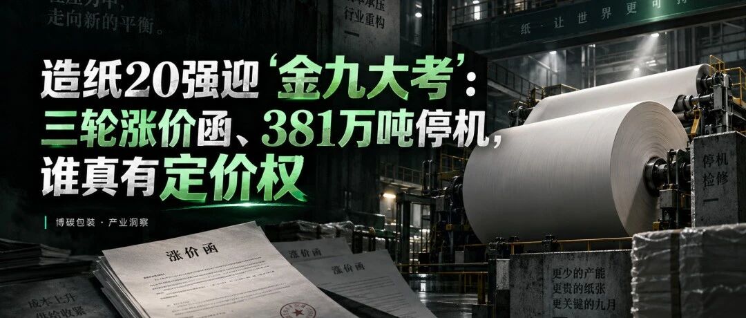 造纸20强迎"金九大考":三轮涨价函、381万吨停机,谁真有定价权